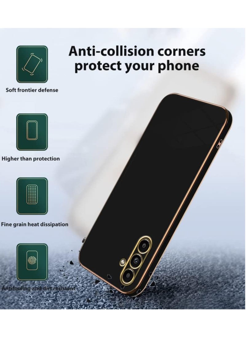 Compatible with Samsung Galaxy A26 cover, smooth veneer gold plated chrome, Black Thin and smooth shock-proof full protectionSamsung Galaxy A26 case（black）