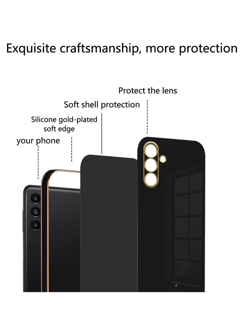 Compatible with Samsung Galaxy A26 cover, smooth veneer gold plated chrome, Black Thin and smooth shock-proof full protectionSamsung Galaxy A26 case（black）
