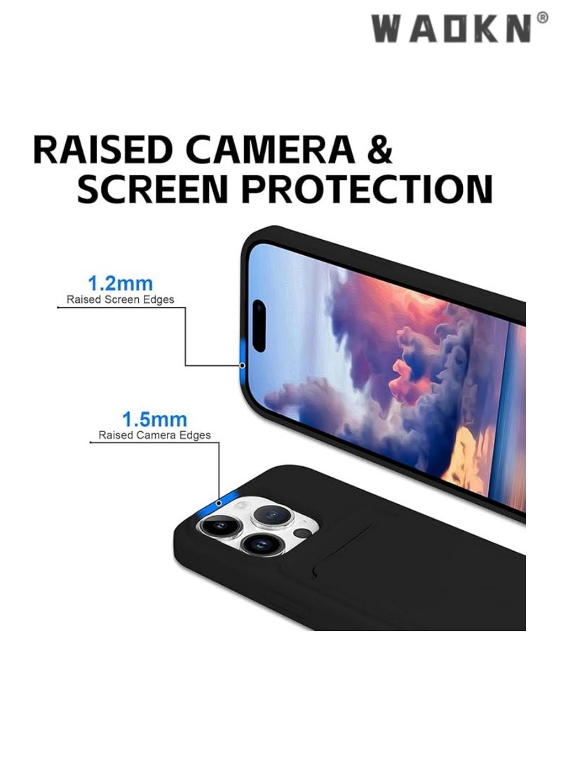 دبليو أيه أو كي أن القضية الهاتفية محفظة السيليكون الممتازة لآيفون 16 برو ، جيب حامل بطاقة الائتمان الآمن ، غطاء واقي طويل الأمد مع فتحة البطاقة ، حالة محفظة سوداء لامتصاص الصدمات لآيفون 16 برو - Image 2