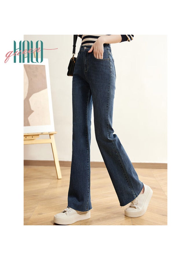 HALOQUEEN Halo Queen Women's Jeans, Spring And Autumn High-waisted Pants With Frayed Hem Design, Stylish And Slimming Long Trousers, New Product H143n1007 - Image 3