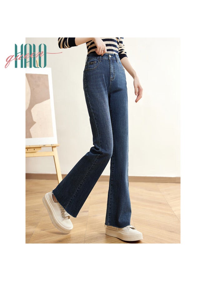 HALOQUEEN Halo Queen Women's Jeans, Spring And Autumn High-waisted Pants With Frayed Hem Design, Stylish And Slimming Long Trousers, New Product H143n1007 - Image 5