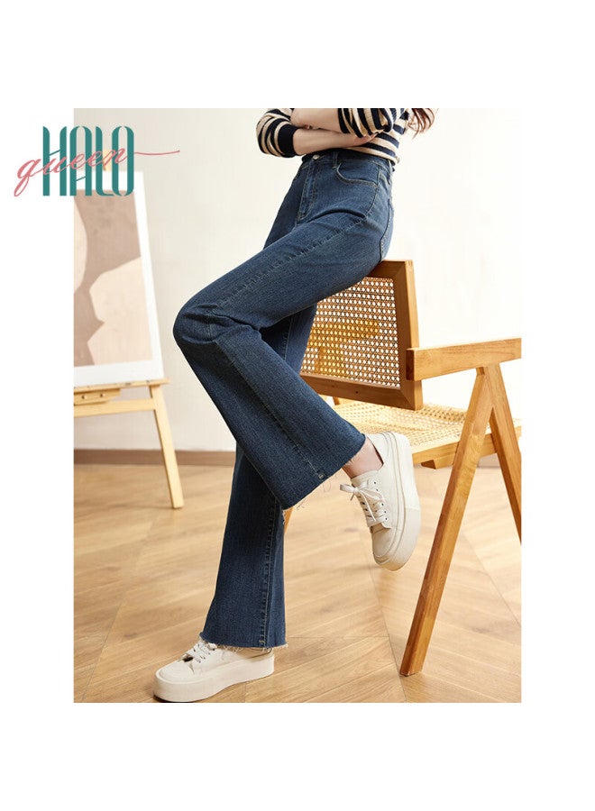 HALOQUEEN Halo Queen Women's Jeans, Spring And Autumn High-waisted Pants With Frayed Hem Design, Stylish And Slimming Long Trousers, New Product H143n1007 - Image 4