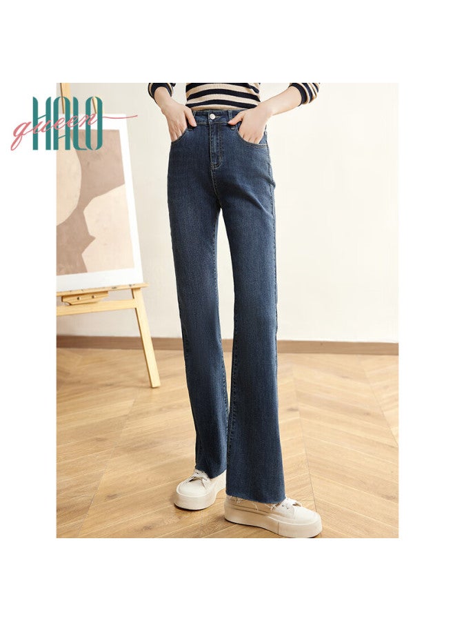 HALOQUEEN Halo Queen Women's Jeans, Spring And Autumn High-waisted Pants With Frayed Hem Design, Stylish And Slimming Long Trousers, New Product H143n1007 - Image 2