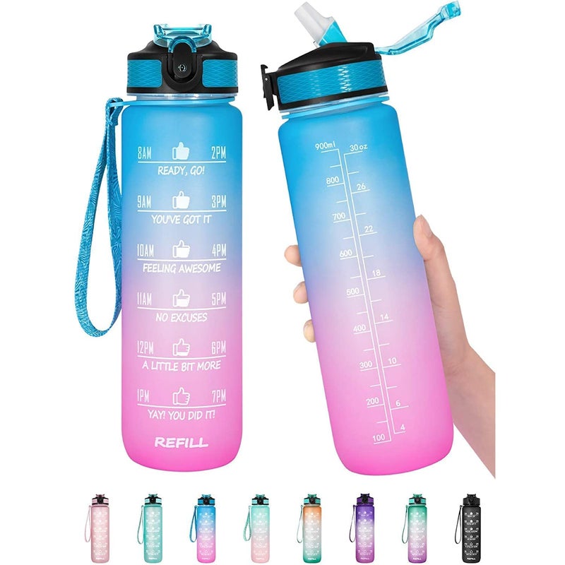 IndMART Unbreakable Water Bottle 1 L with Motivational Time Marker Leakproof Durable BPA Free NonToxic Water bottle for officeWater bottle for gym PACK OF 1 multi color - Image 1