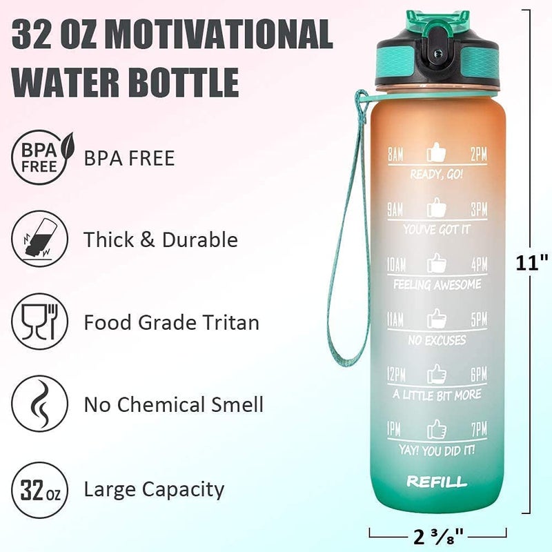 IndMART Unbreakable Water Bottle 1 L with Motivational Time Marker Leakproof Durable BPA Free NonToxic Water bottle for officeWater bottle for gym PACK OF 1 multi color - Image 2