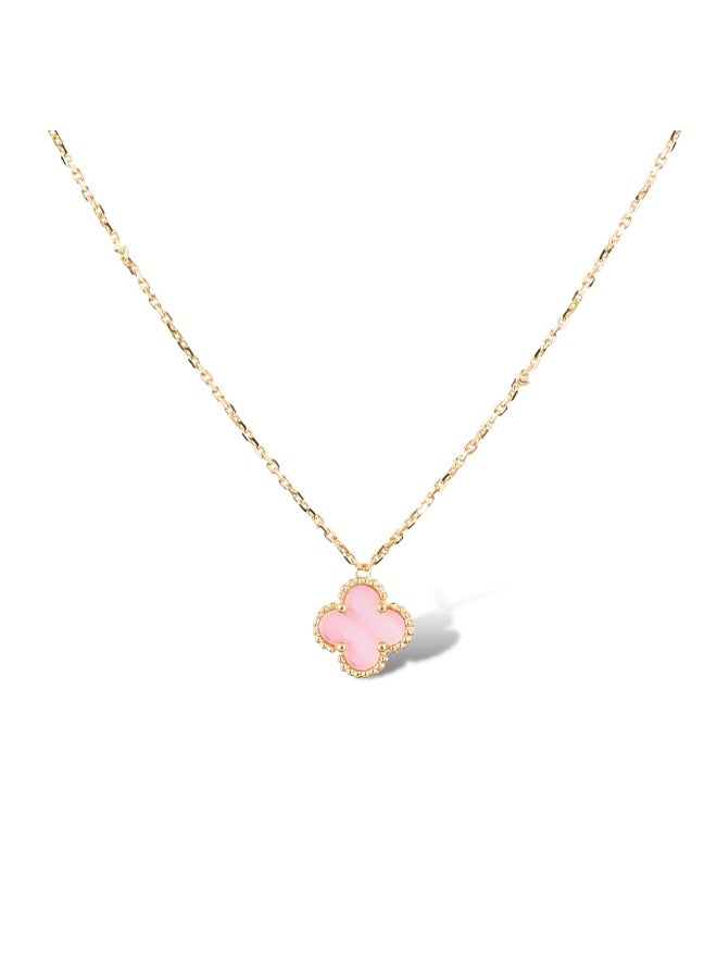 Luxuria An elegant necklace with a clover-shaped pendant, pink enamel plated and gold-tone chain, made of stainless steel. - Image 1