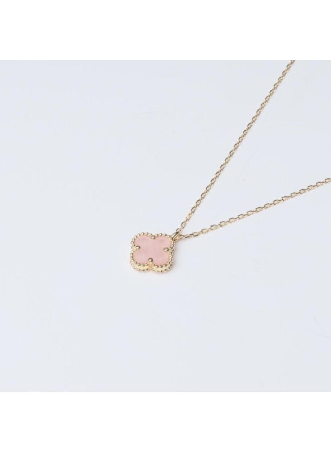 Luxuria An elegant necklace with a clover-shaped pendant, pink enamel plated and gold-tone chain, made of stainless steel. - Image 2