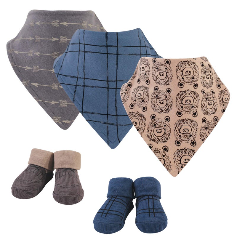 hudson baby Hudson Baby Unisex Baby Cotton Bib and Sock Set Black Bear One Size