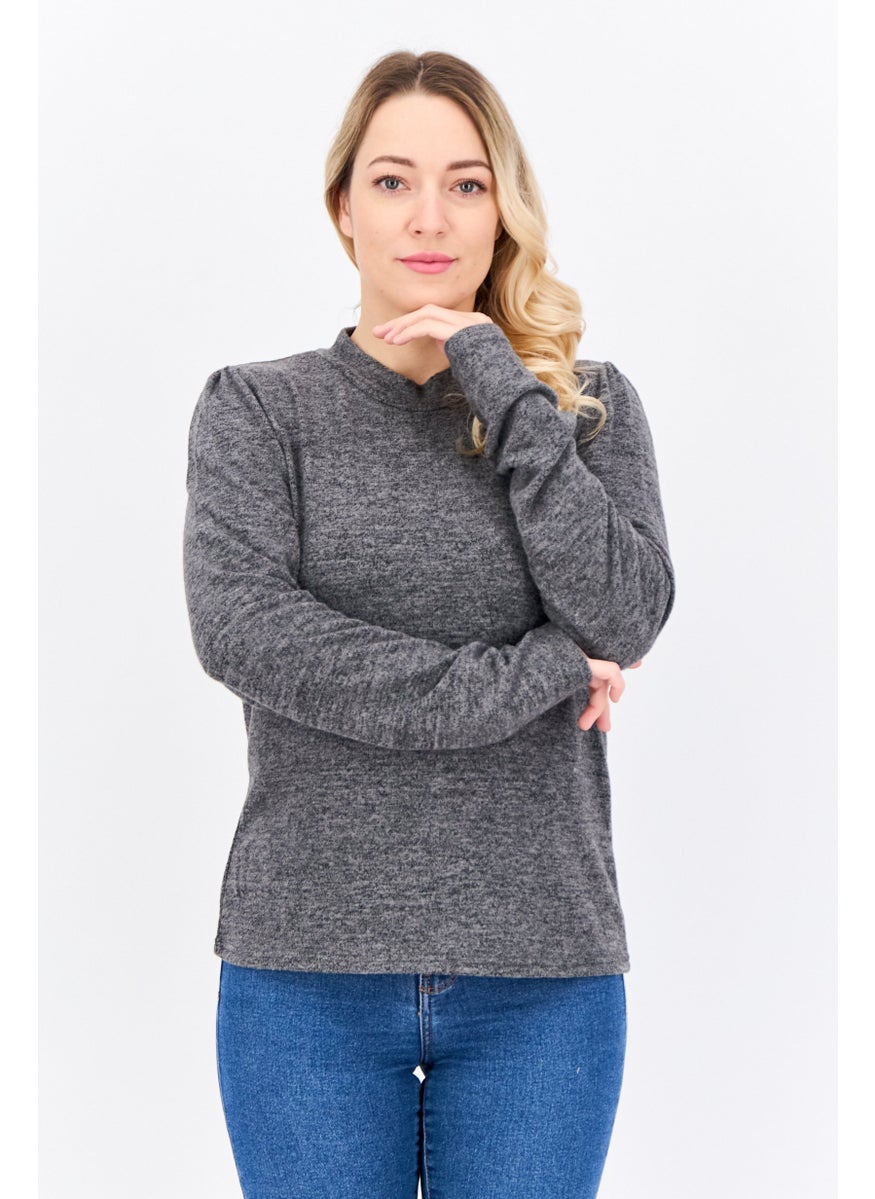 Women Mock Neck Long Sleeve Solid Top, Grey - pzsku/ZA8142E28A9EAE680D463Z/45/_/1737642020/163b1652-cfd0-43f4-897e-46f7160fd2b3