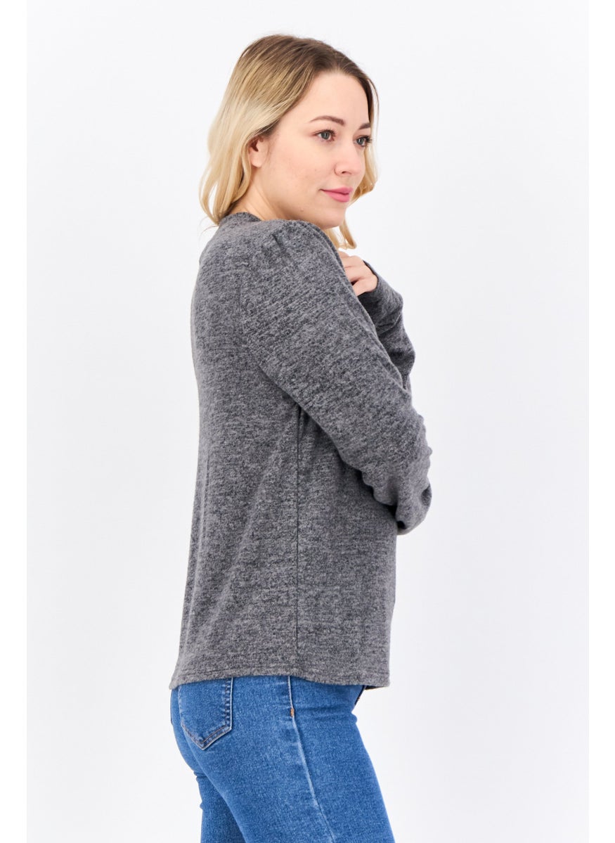 Women Mock Neck Long Sleeve Solid Top, Grey - pzsku/ZA8142E28A9EAE680D463Z/45/_/1737642023/64fb51a4-73cc-4d86-8ccf-52a48043d706