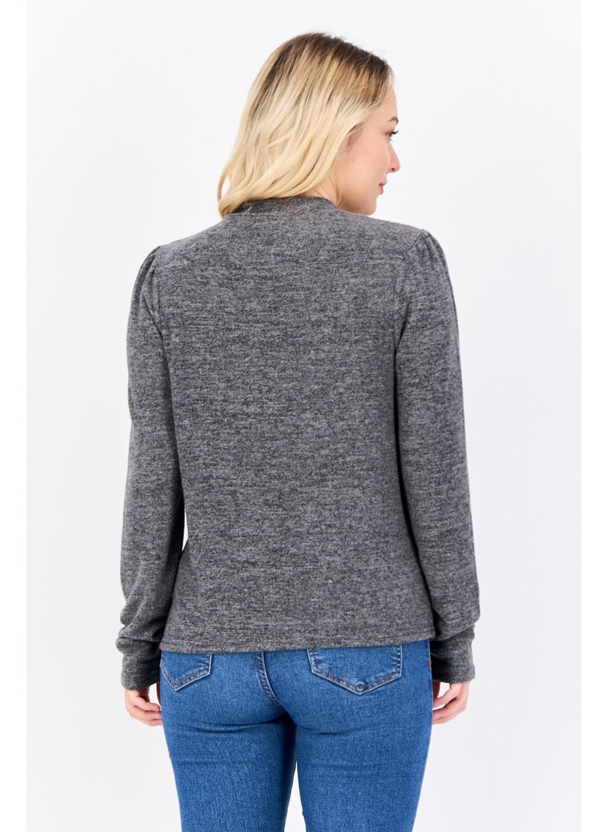 Women Mock Neck Long Sleeve Solid Top, Grey - pzsku/ZA8142E28A9EAE680D463Z/45/_/1737642026/c1658e01-c50c-427a-a8c3-394e127016cf