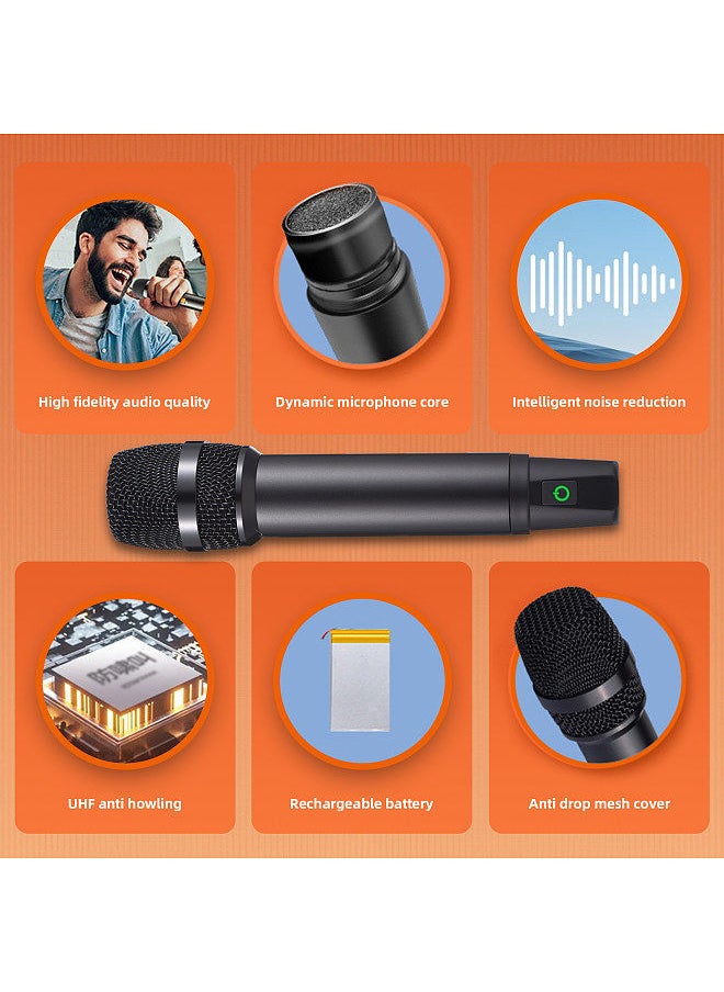 Generic - Professional UHF Wireless Microphone System with Handheld Cordless Microphone & Receiver Rechargeable Mic 16 Channels for Video Live Broadcast Interview Singing Party - Image 1