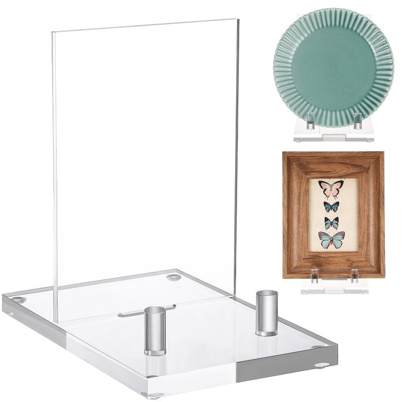 Yousoontic Acrylic Book Display Stand Clear Easel Plate Stand for Displaying Books, Picture, Notebooks, Platter, Photo, Artworks(4 x 6 x 6 Inch) - Image 1