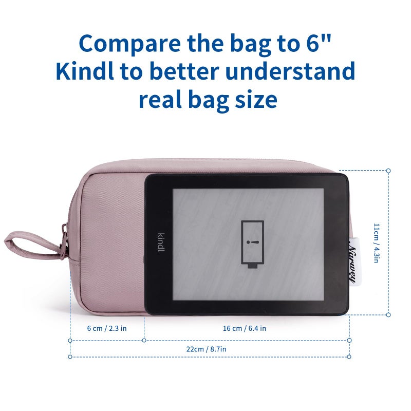 Narwey Cute Makeup Bag Small Toiletry Bag Travel Cosmetic Bag Organizer Make Up Bags with Organized Pockets for Women (Dusty Rose, Large) - Image 4