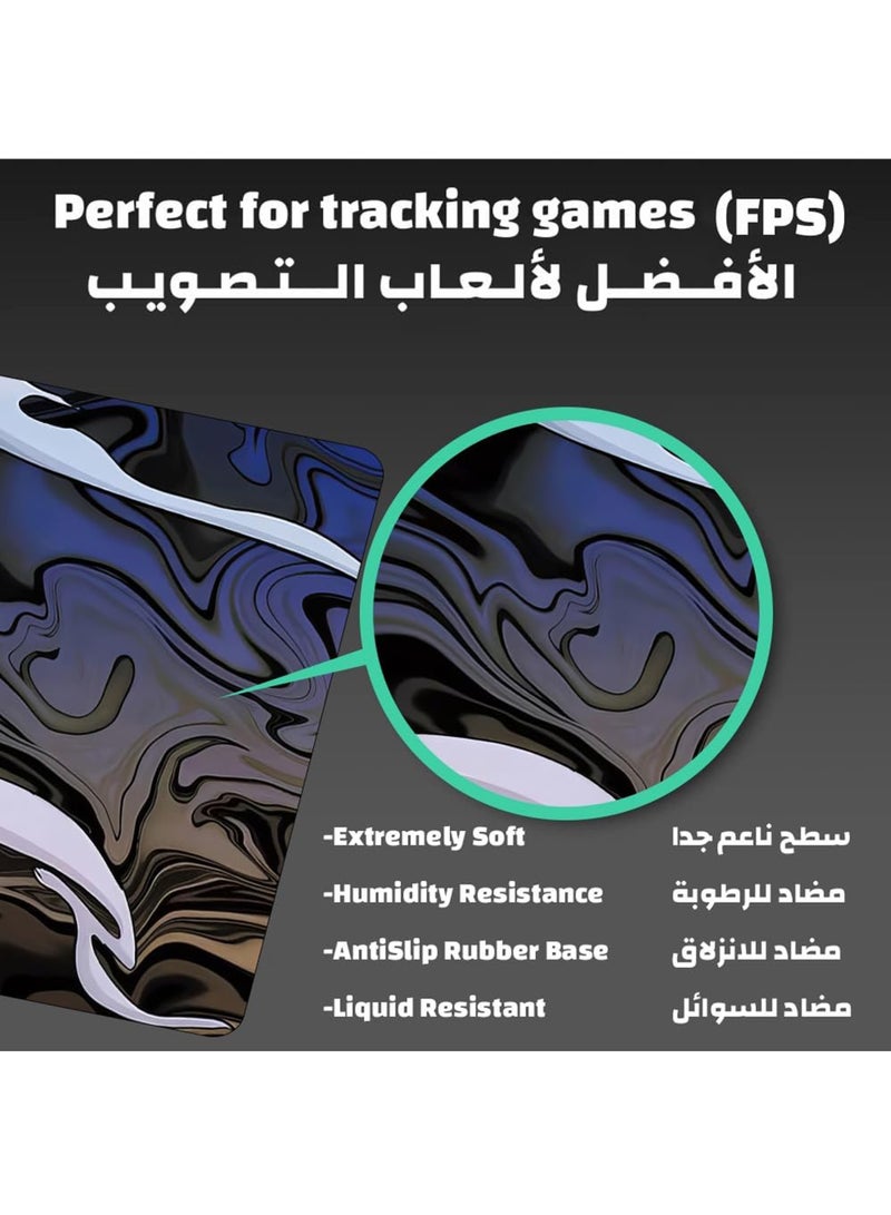 Rock Pow Extended Large Gaming Mouse Pad XXL & XXXL Full Desk ART style & Mousepad Non-Slip Rubber Base Big Keyboard Mat with Stitched Edges for Gaming (300MMx800mmX3mm) - Image 3