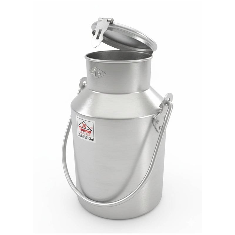 Timmy Stainless Steel Milk Can with Lock MC-20 Model - Durable and High-Quality Milk Storage Container, Secure Locking Lid, Rust-Resistant, Easy to Clean, Ideal for Home and Dairy Use, 20L Size