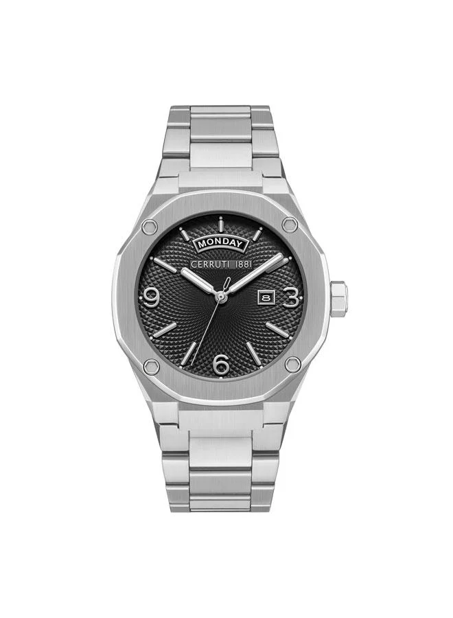 CERRUTI 1881 Razzuolo 41mm Black Dial Stainless Steel Bracelet Analog Watch For Men