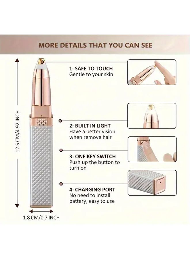 Champagne Color USB Rechargeable Hair Removal Trimmer For Face Legs Arms Nose - Image 2