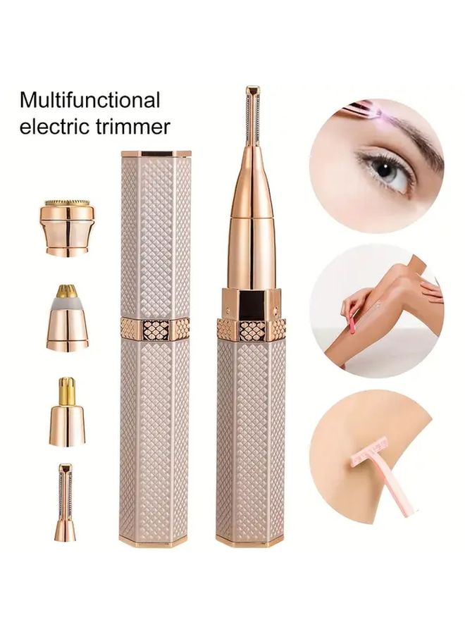 Champagne Color USB Rechargeable Hair Removal Trimmer For Face Legs Arms Nose - Image 1