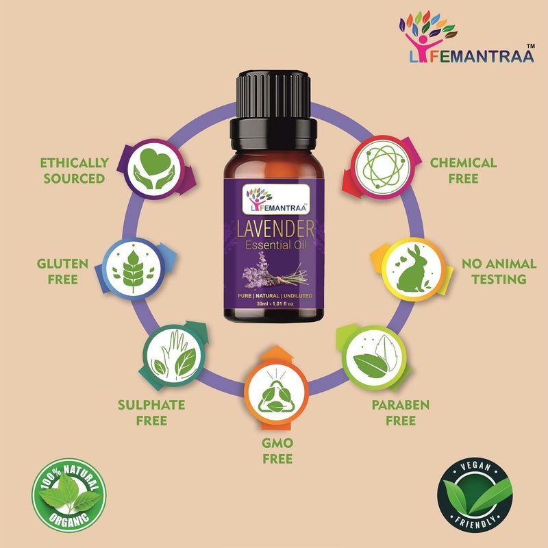 Lifemantraa Lifemantraa Pure Lavender and Peppermint Pepermint Essential Oil for Home Fragrance Diffuser Essential Oils Set for Room Air Freshener Aroma Oil Diffusers Soap Making Candle Making 15ml Each 30ml  - Image 4