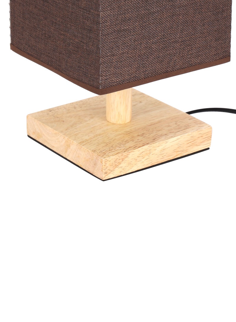 Epsilon Table Lamp- EPSTL192 with Wooden Base, Square Lampshade, Perfect for Studying, Working, can be Used at Home and Office, Decor Items, Bedside Light-Weight and Compact, Aesthetic Design,Brown  - Image 4