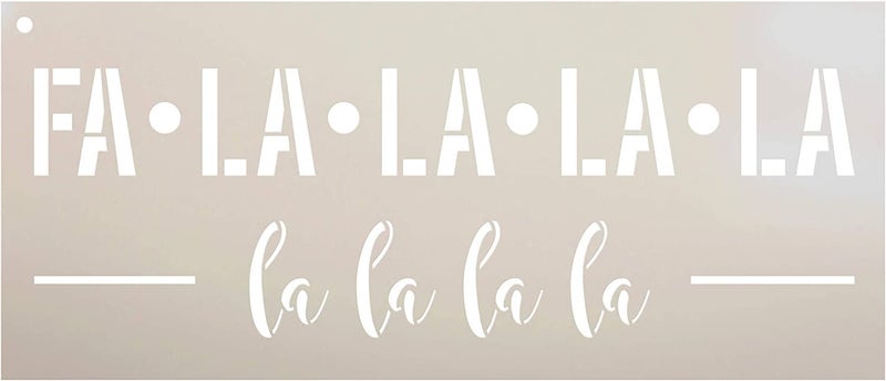 Ivana's FA La La La Stencil | Reusable Mylar Template | Use to Paint Wood Signs - Pallets - Wall - Pillows - DIY Christmas Decor - Size (14" x 6") - Image 1
