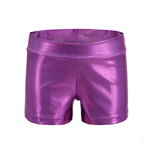Dtone Girls Dance Short Gymnastics Athletic Shorts Sparkle Glitter Tumbling Bottoms (Purple, 130) - Image 5