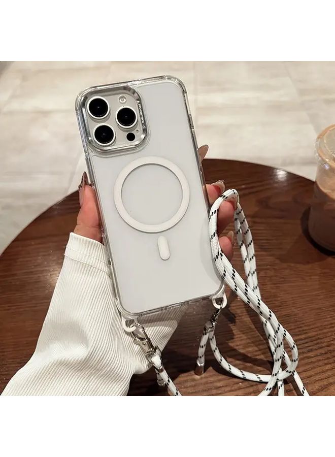 Purple Magnetic Phone Case Lanyard Necklace for iPhone 14 Anti Lost Clear Cover - Image 1