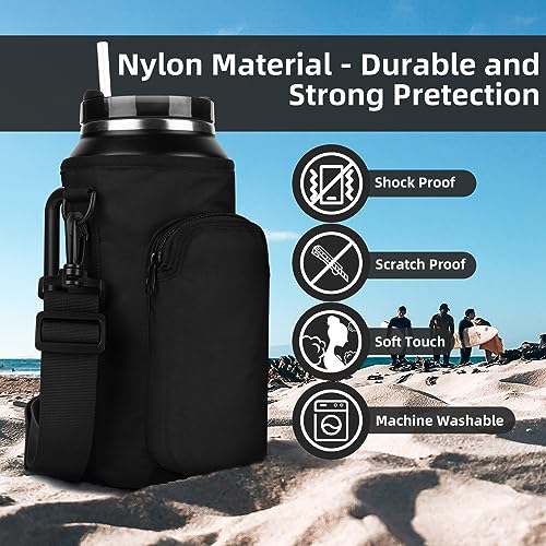 Xxerciz Water Bottle Carrier Bag for Stanley 64oz Tumbler with Handle, Water Bottle Holder with Adjustable Strap, Bottle Sling Sleeve with Phone Pouch, Stanley Cup Accessories for Walking Hiking - Image 4