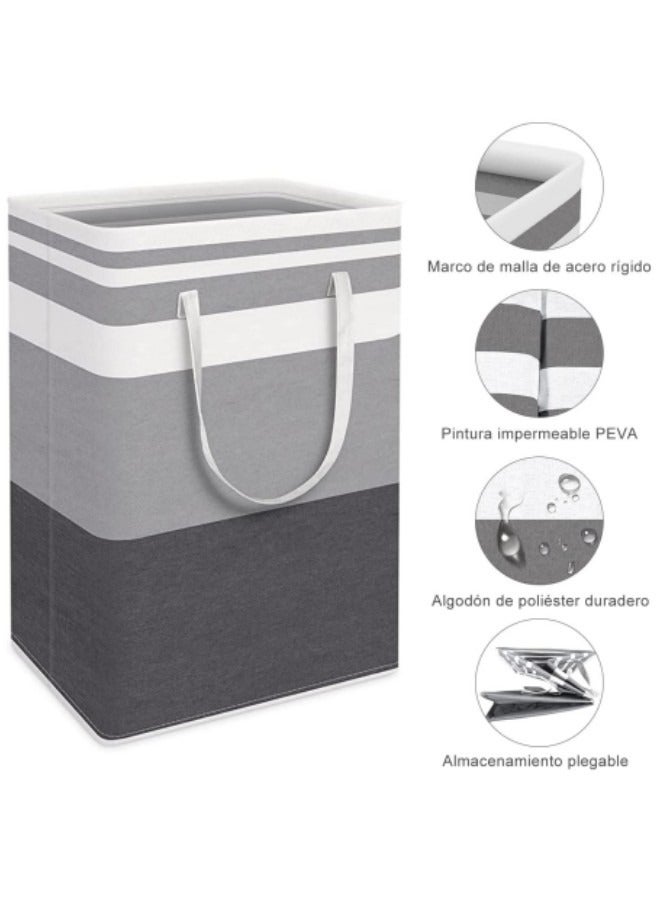 GGEROU Large Box Fabric Laundry Basket, 2 Pack Collapsible Laundry Bag with Extended Handles, Waterproof Laundry Hamper, Freestanding Laundry Hamper, Grey 75L - Image 2