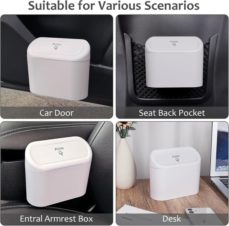 accmor Car Trash Can with Lid, Vehicle Dustbin Garbage Organizer Holder with One Roll Bag, Mini Leakproof Storage Bin for Auto, SUV, Office (White) - Image 5