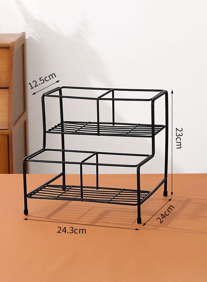 Hanayo Coffee Syrup Rack Coffee Cup Holder Metal Rack Coffee Syrup Bottle Rack for Coffee Bar Accessories Kitchen(Black) - Image 2