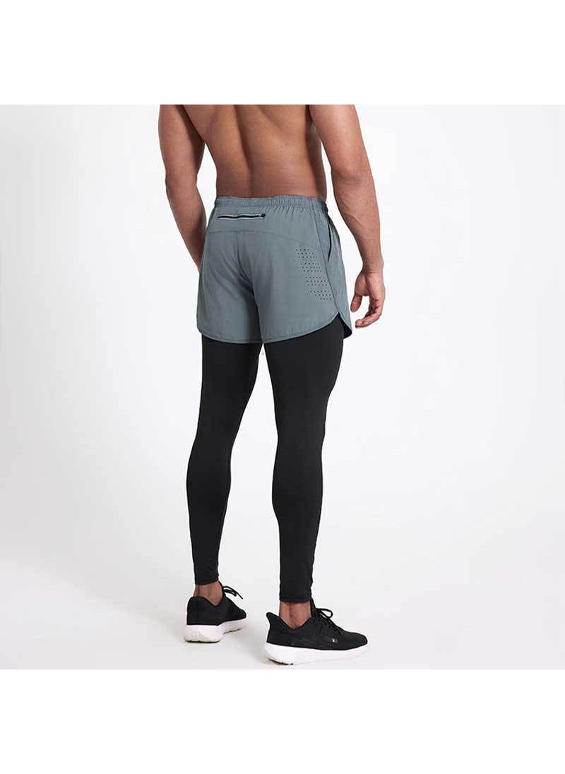 Generic 2024 Mens Running Shorts Professional Marathon Athletic Three-quarter Length Fitness Trendy Sports High Waist Bamboo Fiber Grey  - Image 1