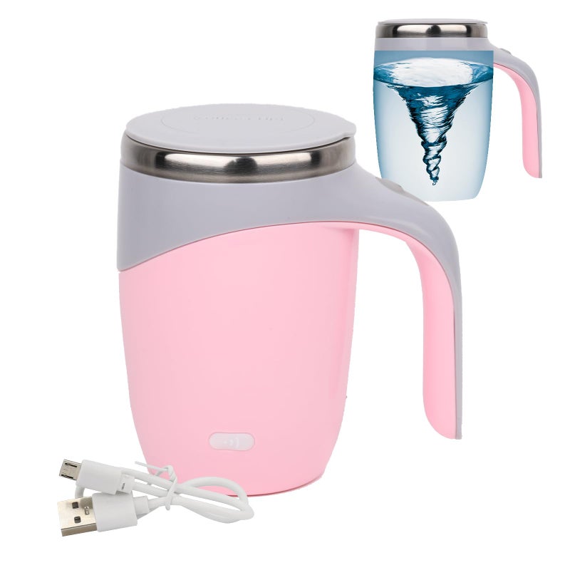 daasigwaa Self Stirring Mug - Rechargeable Automatic Magnetic Electric Coffee Mug, Rotating Cute Mixing Cup Tasse, To Stir Office/Kitchen/Travel/Home Coffee/Tea/Hot Chocolate/Milk-450 ml/15.2 oz(Pink) - Image 1
