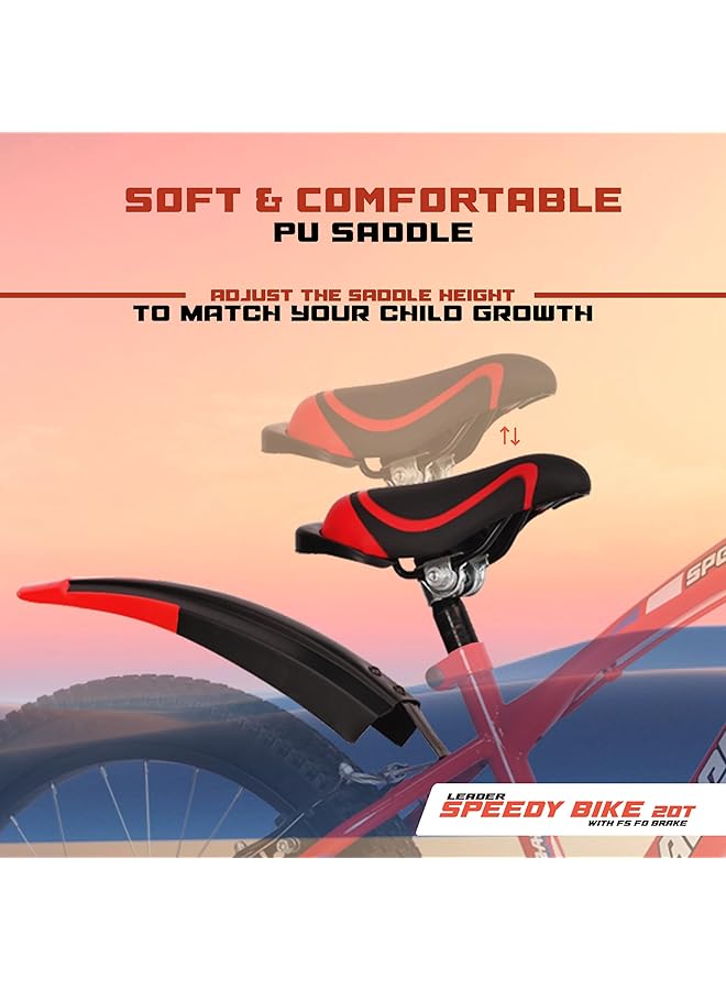 ليدر دراجة سبيدي بايك 20T أحادية السرعة للأطفال مع نظام تعليق أمامي وفرامل قرصية أمامية مثالية للأعمار من 7 إلى 10 سنوات - Image 4