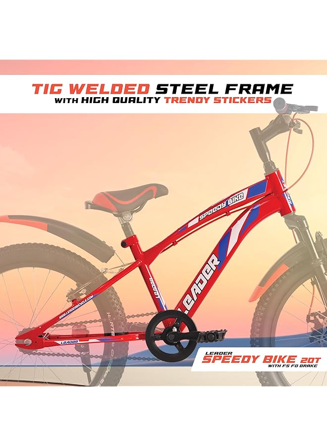 ليدر دراجة سبيدي بايك 20T أحادية السرعة للأطفال مع نظام تعليق أمامي وفرامل قرصية أمامية مثالية للأعمار من 7 إلى 10 سنوات - Image 3