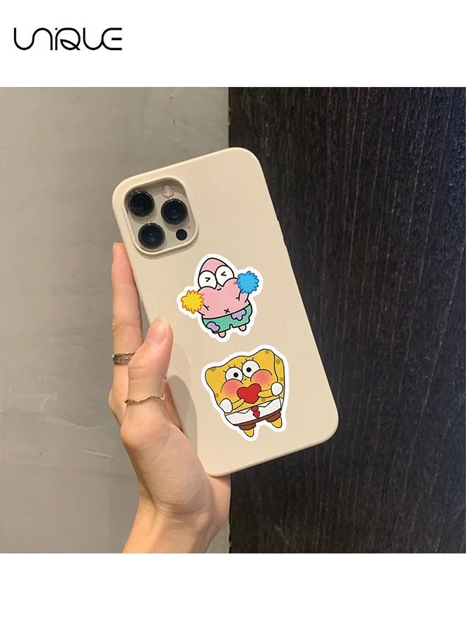 104 Pcs Cartoon Lovely SpongeBob Stickers - Skateboard Guitar Stickers Waterproof for Kids Teens Adults Luggage Laptop Decal Stickers