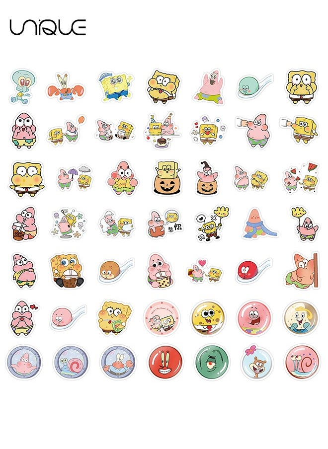 104 Pcs Cartoon Lovely SpongeBob Stickers - Skateboard Guitar Stickers Waterproof for Kids Teens Adults Luggage Laptop Decal Stickers