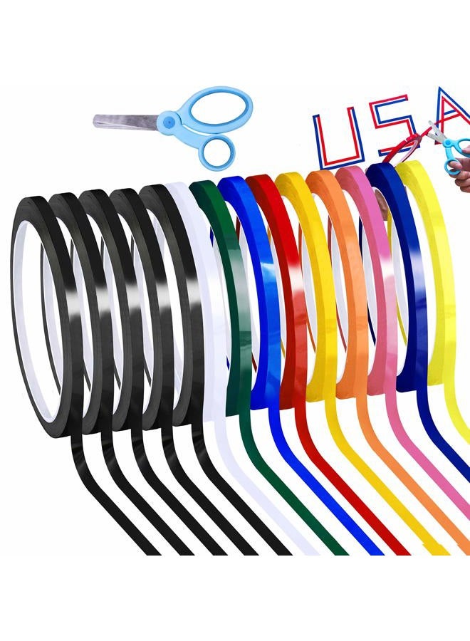 Supla 10 Colors 14 Rolls Whiteboard Art Tape 1/4" Wide X 55yd Long Per Roll Artist Tape Marking Grid Tapes Chart Graphic Tape Single-Side Self-Adhesive Mara Tape with a Scissor for Art Board Outdoor - Image 1