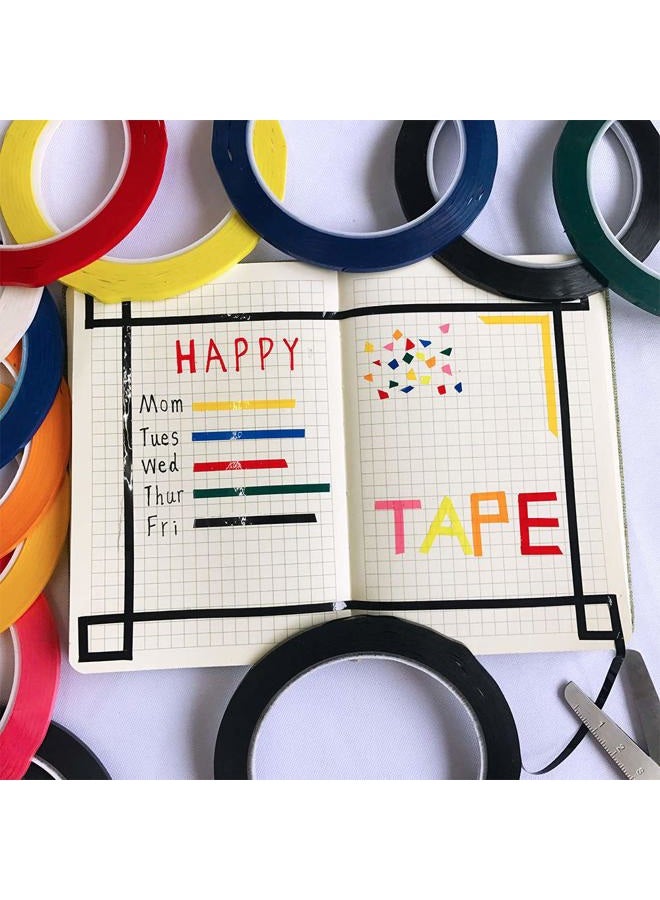 Supla 10 Colors 14 Rolls Whiteboard Art Tape 1/4" Wide X 55yd Long Per Roll Artist Tape Marking Grid Tapes Chart Graphic Tape Single-Side Self-Adhesive Mara Tape with a Scissor for Art Board Outdoor - Image 4