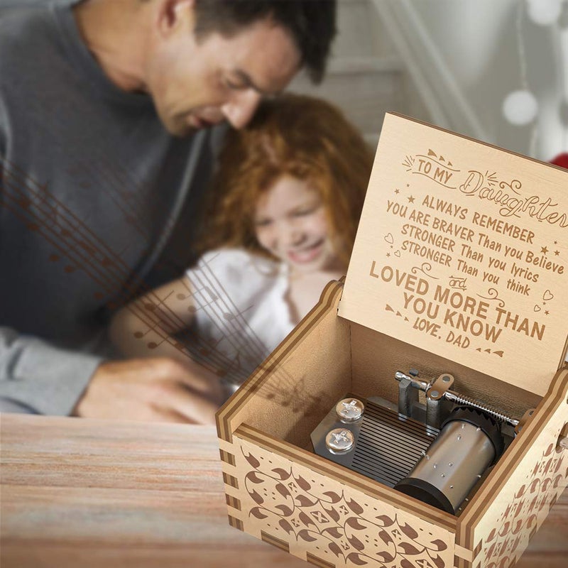 Ucuber You are My Sunshine Music Box, Gift for Daughter from Dad, Wood Laser Engraved Vintage Cute Boxes, Best Gift Birthday/Valentine's Day/Wedding Day (Dad to Daughter) - Image 3