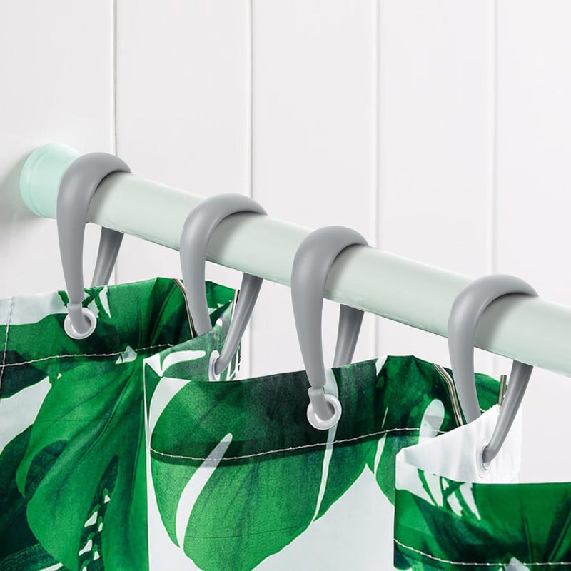 Topspring Grey Plastic Shower Curtain Hooks Rings - 12 Pcs Drop Shaped Gray Shower Hooks for Curtain Bathroom Shower Rod - Image 5