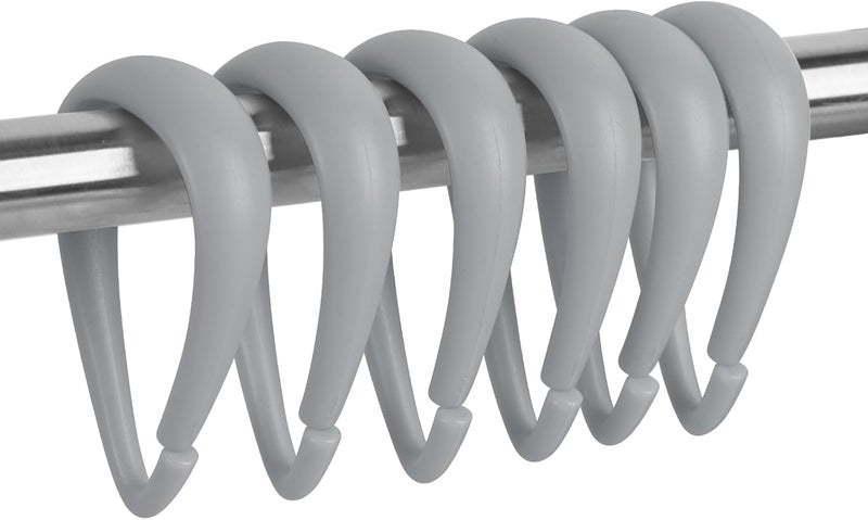 Topspring Grey Plastic Shower Curtain Hooks Rings - 12 Pcs Drop Shaped Gray Shower Hooks for Curtain Bathroom Shower Rod - Image 1