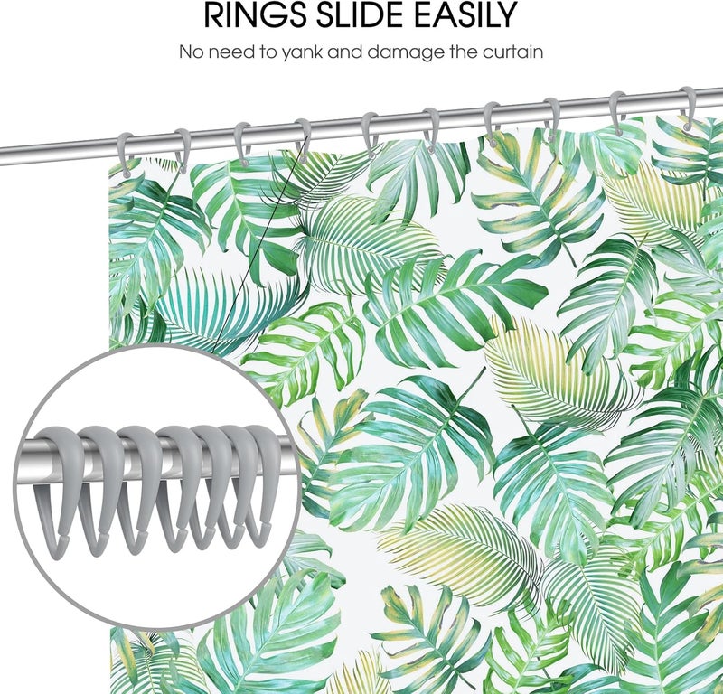 Topspring Grey Plastic Shower Curtain Hooks Rings - 12 Pcs Drop Shaped Gray Shower Hooks for Curtain Bathroom Shower Rod - Image 3