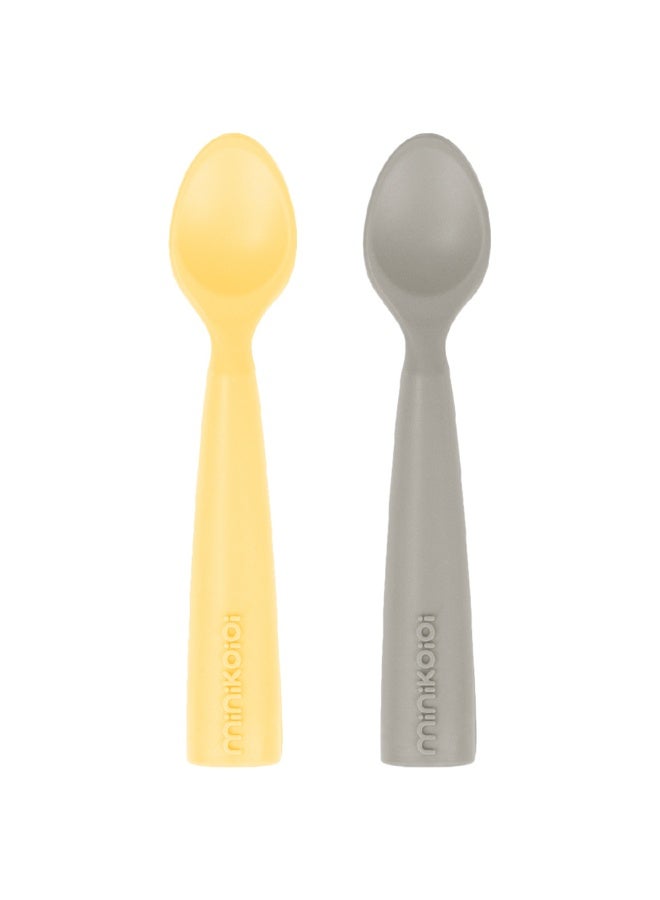 Minikoioi Silicone Scoopers  Mellow YelloWithPowder Grey  Pack of 2 - Image 2