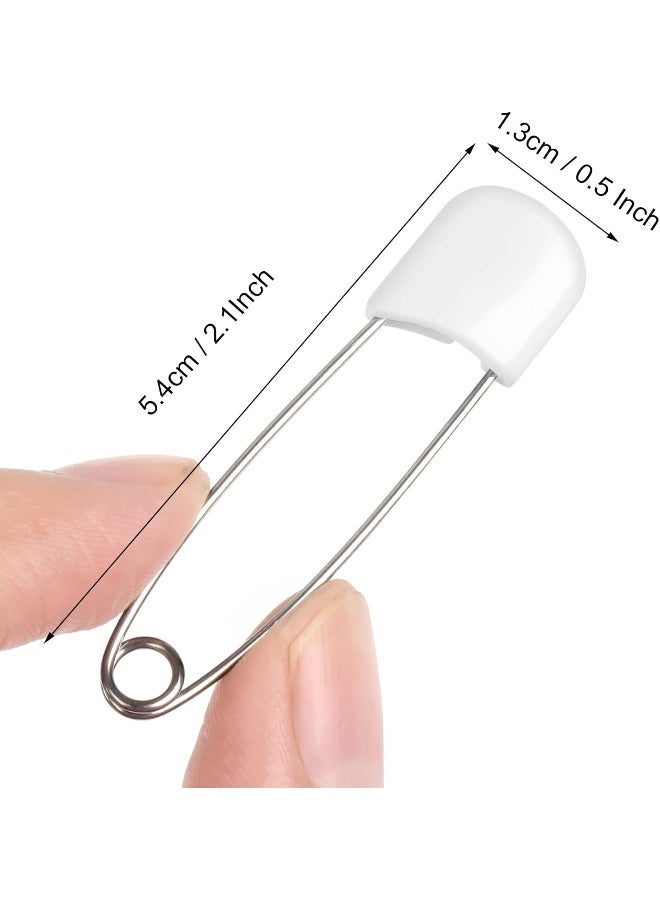Joyberg 100 Pcs Diaper Pins, 2.2in Diaper Pins for Cloth Diapers Heavy Duty, Stainless Steel Baby Safety Pins, Plastic Head Baby Pins with Safe Locking Closures (White) - Image 2