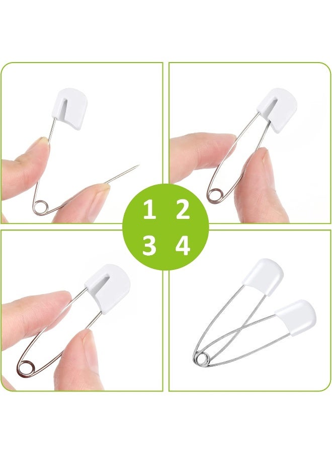 Joyberg 100 Pcs Diaper Pins, 2.2in Diaper Pins for Cloth Diapers Heavy Duty, Stainless Steel Baby Safety Pins, Plastic Head Baby Pins with Safe Locking Closures (White) - Image 5