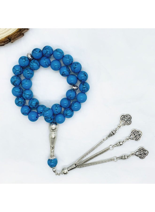 NIBEMINENT 33 Muslim Prayer Beads Blue/10mm 