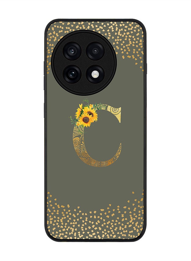Stylizedd For OnePlus 13R / Ace 5 Pro Case,Slim fit Camera Protection, Shockproof Thin Phone cover  - Custom Floral Monogram - C  (Olive Green )
