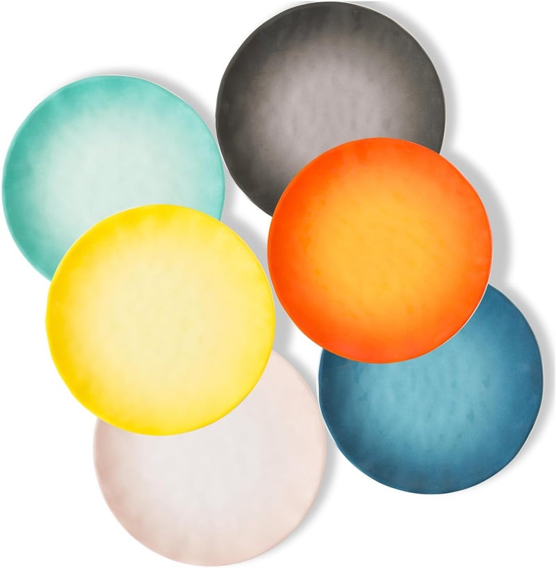 Topmela Melamine Dinner Plate Plastic Bread Butter Plates Set of 6 Pcs 11 inch Lightweight Shatter Proof Chip Resistant Dishwasher Safe Multicolor - Image 2